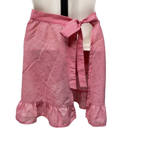 Vintage Half Full Apron Kitchen 40s 50s Red White Gingham Pockets Novelty u - Picture 2 of 4